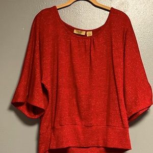 VALERIE STEVENS PETITE PXL RED SPARKLY MID LENGTH SLEEVES SWEATER